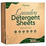 Travel Laundry Detergent Sheets Fisroa 300 Loads Eco-friendly Washing Detergent Sheets Plastic-Free Washer Sheets, Fresh Linen Scent Liquidless Laundry Sheets Strips for Camping Dorm
