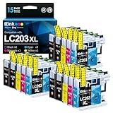 E-Z Ink Pro LC203 Compatible Ink Cartridges Replacement for Brother LC203XL LC201 XL to use with MFC-J4420DW MFC-J885DW MFC-J880DW MFC-J485DW MFC-J4620DW (Black, Cyan, Magenta, Yellow, 15 Pack)