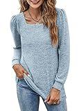 Women Long Sleeve Tops Fall Clothes Ladies Sweatshirts Fashion Pullover 2024 Blue Grey L