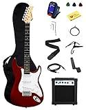 Stedman Pro Ymc Full Size Electric Guitar With Amp, Case And Accessories Pack Beginner Starter Package, Metallic Red
