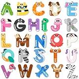 JOYIN Magnetic Letters, Animal Alphabet Fridge Magnets for Toddlers 3 4 5 Years Old, 26 Uppercase Refrigerator Magnets, Large Size ABC Educational Spelling Learning Toys for Kids