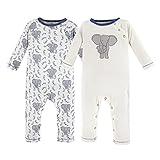 Touched by Nature unisex baby Organic Cotton Coveralls Romper, Elephant, 9-12 Months US