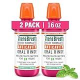 TheraBreath Anticavity Fluoride Mouthwash, Sparkle Mint, Dentist Formulated, 16 Fl Oz (2-Pack).