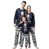 ANGELGGH Family Christmas PJs Matching Sets, Cute Holiday Pajamas Printed Top and Pants, Xmas Jammies for Couples/Men/Women (Youth, 8-10T, Blue Snowman)