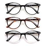 3 Pack Reading Glasses Spring Hinge Stylish Readers Black/Tortoise for Men and Women (3 Mix, 2.50)