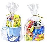 PigPotParty 8"x 11",100Pcs Bottom Gusset Bags, Clear Cello Cellophane Plastic Treat Goodie Bags with 100x Twist Ties, Party Favor Packaging, Return Gift Mug Toy Wrapping (No Side Gusset)