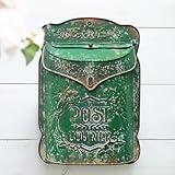BIG FORTUNE Wall Mount Mailboxe for House Outside Vintage Metal Door Mailbox Antique Style Nostalgic Charm Home Decor Garden Vintage English Cottage Decor Flower Patter (Green)