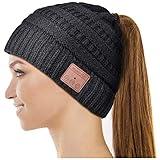 Womens Gifts for Christmas Stocking Stuffer Bluetooth Beanie Women: Ponytail Beanie Bluetooth Hat with Bluetooth Headphones Winter Cap Birthday Gift Ideas for Her Wife Mom Women Who Have Everything