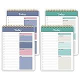 To Do List Notepad - Daily Planner Notepad Undated 52 Sheets Tear Off, 6.5" x 9.8" Checklist Productivity Organizer with Hourly Schedule for Tasks (4 Pack)