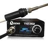 QUICKO T12 Soldering Iron Station OLED Display Temperature Controller Electronic Welding Iron Tips Handle Aluminum Alloy Case Power Equipments 110V T12-K Sting (SET1)