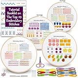 Bradove Classic Embroidery Stitches Practice Kit, Embroidery Kit for Beginners, Beginner Embroidery Kit for Adults, Hand Embroidery Kit for Kids, Stitches Kit