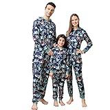 ANGELGGH Onesie Christmas Family Matching Pajamas Adult Couples Men PJs Hooded Women Novelty One-piece Sleepwear (Women, S, Dinosaur)