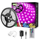 Lepro RGB LED Strip Lights, Christmas Decor, 16.4ft Flexible LED Light Strip, 5050 SMD LED, Color Changing Rope Light with Remote Controller and 24V Power Supply for TV Backlight, Home, Bedroom, Bar