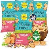 BIENA Tasty Thins Veggie Crisps - Made with Avocado Oil - Low Calorie Veggie Chips for Adults and Kids - 4-Pack, 4 Ounce Bags - Himalayan Pink Salt