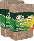 SCRUBIT Natural Scouring Pads (12 Pack) - Eco Friendly Scrubbing Pads for Kitchen Cleaning, Dishes, and Pots - Non-Scratch Kitchen Scrubbers - 100% Natural Sisal Fibers (12 Pack)