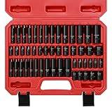 CASOMAN 1/4 Inch Drive Master Impact Socket Set, 50-Piece, 6-Point, SAE/Metric, 5/32 Inch - 9/16 Inch, 4mm - 15mm, Standard/Deep,CR-V