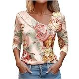 LRMQS Spring Tops for Women 2024 Trendy Casual Long Sleeve Asymmetric V Neck Button Blouses Dressy Woman Shirts Clothing Easter t Shirts for Women peime March Sale Amazon Outlet Clearance