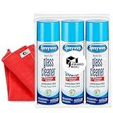 Spraiway Glass Cleaner Foam Action Cleaner 19 oz. with Cleaning Cloth in The Award Box Packaging (3 Pack)