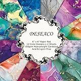 DESEACO Marbled Scrapbook Paper Pad 6x6, Watercolored Single-Sided Decopodge Paper,Colorful Cardstock Paper Scrapbooking DIY Decorative Background Cardmaking Supplies, Junk Journal Craft Paper-24Pcs