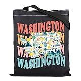 ENSIANTH Washington State Vacation Gift Evergreen State Trip Tote Bag Washington Nature Handbag DC Mount Rainier Travel Gift (Washington B bag)