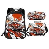 Luxvio Truck Car School Backpack for Teens Kids Toddler Kindergarten Elementary Middle School Trucks 3-Pcs Bookbag, Truck Cars Back Pack for Boys Girls Children Trucks Book Bag, Small Modern Bag