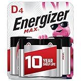 Energizer D Batteries, Max Premium D Cell Batteries Alkaline, 4 Count