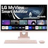 LG 27SR5BF-P 27-inch FHD (1920x1080) MyView Smart Monitor with Streaming TV, webOS, Wireless Keyboard, Mouse, HDR10, IPS Display, webOS, Speaker, ThinQ App, Remote Control, Pink