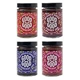 GOOD GOOD No Added Sugar Fruit Jam Variety Pack of 4 - Keto Friendly Jelly - Strawberry, Blueberry, Raspberry and Cherry Jam - Low Carb, Low-Calorie and Vegan - 12oz / 330g Jars