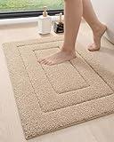 DEXI Bathroom Rug Mat, Extra Soft Absorbent Premium Bath Rug, Non-Slip Comfortable Bath Mat, Carpet for Tub, Shower, Bath Room, Machine Washable, 24"x36", Beige