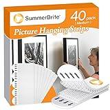 Summerbrite Picture Hanging Strips,Picture Hanger Kit, Removable Damage Free,Picture Hanging Hooks,White Medium(40Pack)