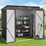 Gizoon 6' x 4' Outdoor Storage Shed with Double Lockable Doors, Anti-Corrosion Metal Garden Shed, Waterproof Shed Outdoor Storage Clearance for Backyard Patio Lawn-Dark Gray