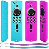 Pinowu Remote Case for Fire TV Stick 4K Compatible with All-New 2nd Gen Alexa Voice Remote Control Cover (2 Pack: Turquoise and Purple)
