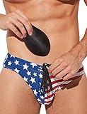 PINKY SENSON Men's American Flag Patriotic swimwear Fourth of July Stars & Stripes Swim Briefs XL