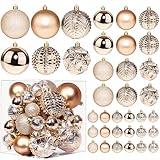 Christmas Ball Ornaments, 36pcs 3 Sizes Christmas Tree Decorations for Xmas Tree, Shatterproof Hanging Baubles Decorations for Christmas Wreath Party Tree Decor Ornaments (Multi-Styles,Champagne)