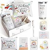 10 PCS Best Teacher Appreciation Gifts for Women,20 OZ Wine Tumbler Back to School Gifts for Teachers,Personalized Teacher Appreciation Day Gifts with Cosmetic Bag,Thank You Basket Box for New Teacher