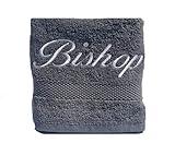 Liberty21 Bishop Embroidered Towel. Gifts for Christian Clergy, & Ministers. Religious Appreciation Gifts. (Grey)