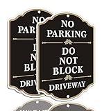 Clotide No Parking Do Not Block Driveway Sign, 2 Pack 10 ”x14 ” Metal Sturdy Rust Aluminum Private Driveway Sign, UV Resistant, Scratch, Waterproof and Weatherproof. Easy to Mount.