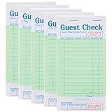 Stock Your Home Green Guest Check Books for Servers (5 Pack) Server Note Pads, Waiter Checkbook, Food Receipt Book, Restaurant Order Pad, Paper Checks, Waitress Accessories, 250 Total Tickets