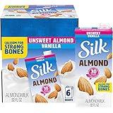 Silk Shelf-Stable Almond Milk, Unsweetened Vanilla, Dairy-Free, Vegan, Non-GMO Project Verified, 1 Quart (Pack of 6)