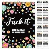 JAPBOR Fu-ck It Calendar for Tired-Ass Women - 2025 Funny Wall Calendar for Tired Female, 12 Months Hanging Calendar, Swear Word Sweary Quotations Home Office Monthly Calendar Planner Gag Women Gift