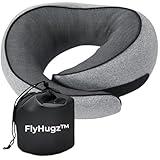 FlyHugz® Neck Travel Pillow | Memory Foam Neck Pillow for Comfort on Airplane | Compact and Ergonomic Design for Travel, Car Rides, and Home Use | Ideal for Adults and Kids