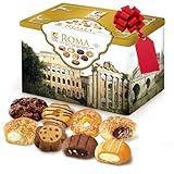 Matilde Vicenzi Roma Cookie Tin - Italian Pastries & Bakery Cookies in Individually Wrapped Trays - Bakery Dessert Gifts - Puff Pastry, Assorted Cookies in Italian Design Gift Tin 32oz (907g)