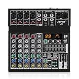 6 Channel DJ Mixer, Professional Audio Mixer, Metal, DSP 99 Preset Effects, Bluetooth Sound Board, 48V Phantom Power, Black USB Xlr Music Streaming Mini Mixing Console, Pa Mixer for PC, Podcast