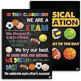 Classroom exercise poster Calm Posters and Kids Work Out Sports Poster Tools collection Activity Poster for Kids Calm Down Corner Physical Education (SET 2 Vintage Sport Posters)