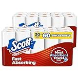 Scott Paper Towels, Choose-A-Sheet, 30 Double Rolls (2 Packs of 15) = 60 Regular Rolls (100 Sheets Per Roll)