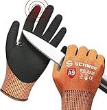 Schwer ProGuard Highest Level Cut Resistant Work Gloves PR3326 for Extreme Protection，ANSI A9 Cut Gloves with Reinforced Thumb, Non Slip, Breathable, Cooling, Durable, Touch-screen, Orange 1 Pair（L）