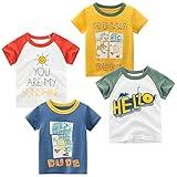 TABNIX Boys' 4-Pack Hello Dude Short Sleeve Crewneck T-Shirts Top Tee Size 2-7 Years Toddler Boys' Value Pack Cotton T-Shirt (Size 4T)