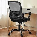 Sweetcrispy Ergonomic Mid-Back Mesh Home Office Desk Chair with Wheels, Lumbar Support, and Comfortable Armrests for Home, Bedroom, Study, Office