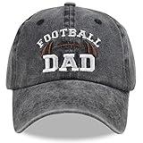 MANMESH HATT Football Dad Hat for Men, Funny Father's Day Football Accessories Team Gifts, Vintage Washed Distressed Embroidered Baseball Cap (Football Dad Black)