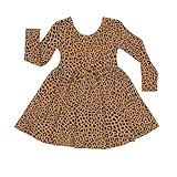 Little Sleepies Long Sleeve Twirl Dress for Girls, Classic Leopard, 6